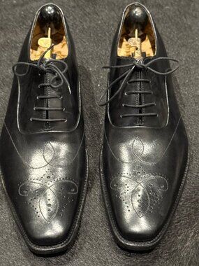 Loake Design Gunny Black Calf Leather Lace-Up Brogues Shoes 9.5D